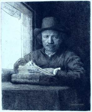  Rembrandt Canvas - drawing at a window portrait Rembrandt